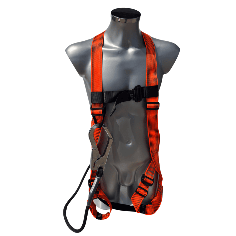 Skypro veiligheidsharnas met 1 bevestigingspunt, sluiting en geïntegreerde positioneringslijn