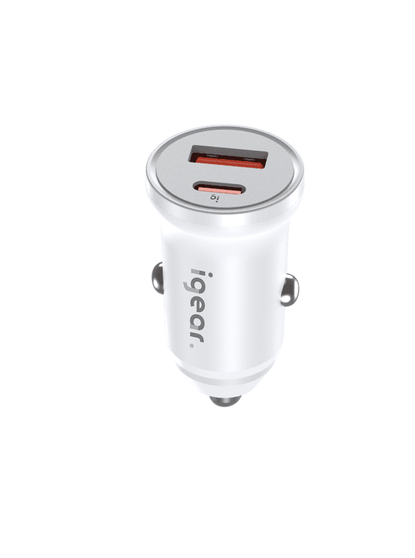 iGear PD + USB 20W Car Charger - White