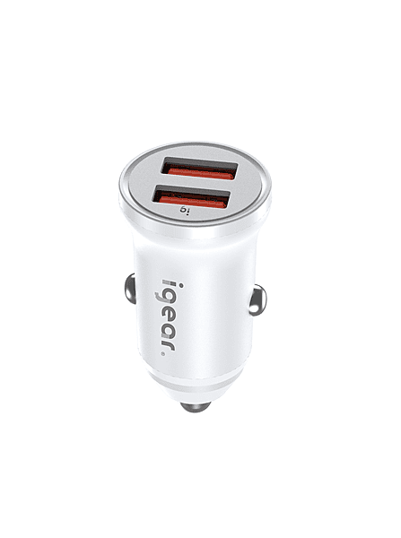 iGear Dual USB 2.4A Car Charger - White
