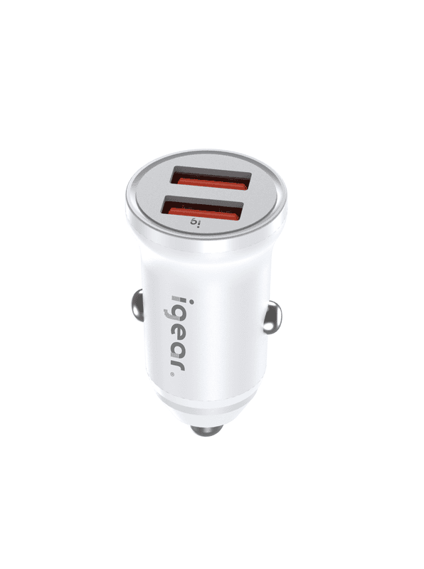 iGear Dual USB 2.4A Car Charger - White