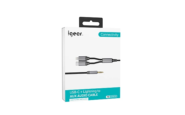 iGear IOS + Type C 1M 3.5mm Premium Nylon Braided Cable