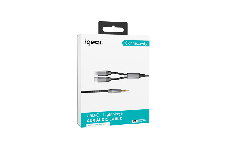 iGear IOS + Type C 1M 3.5mm Premium Nylon Braided Cable