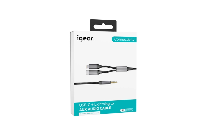 iGear IOS + Type C 1M 3.5mm Premium Nylon Braided Cable