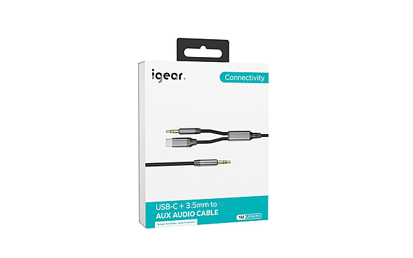 iGear 3.5 to 3.5 + Type C 1M Premium Nylon Braided Cable