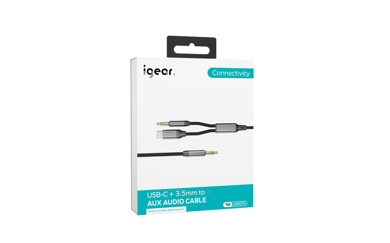 iGear 3.5 to 3.5 + Type C 1M Premium Nylon Braided Cable