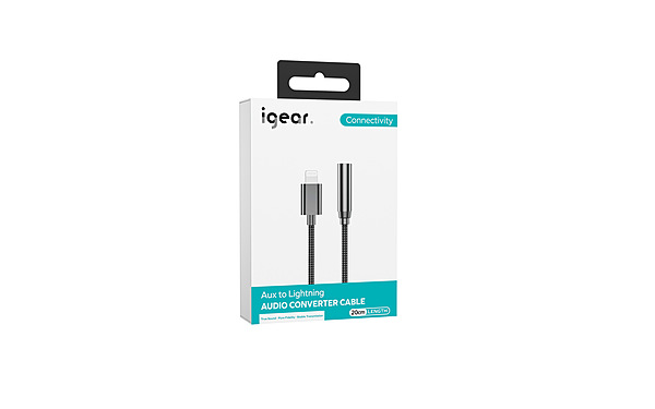 iGear 20cm Lightning to 3.5mm Braided Cable Adapter