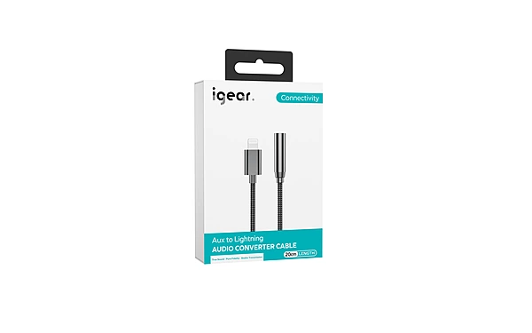 iGear 20cm Lightning to 3.5mm Braided Cable Adapter