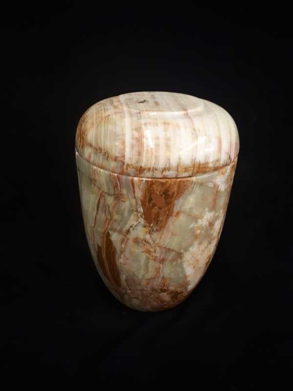 Natuurstenen onyx urn bruin/creme Natuurstenen onyx urn bruin/creme
