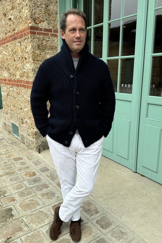 Cardigan col châle - Denim