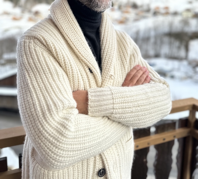 Cardigan col châle - Denim