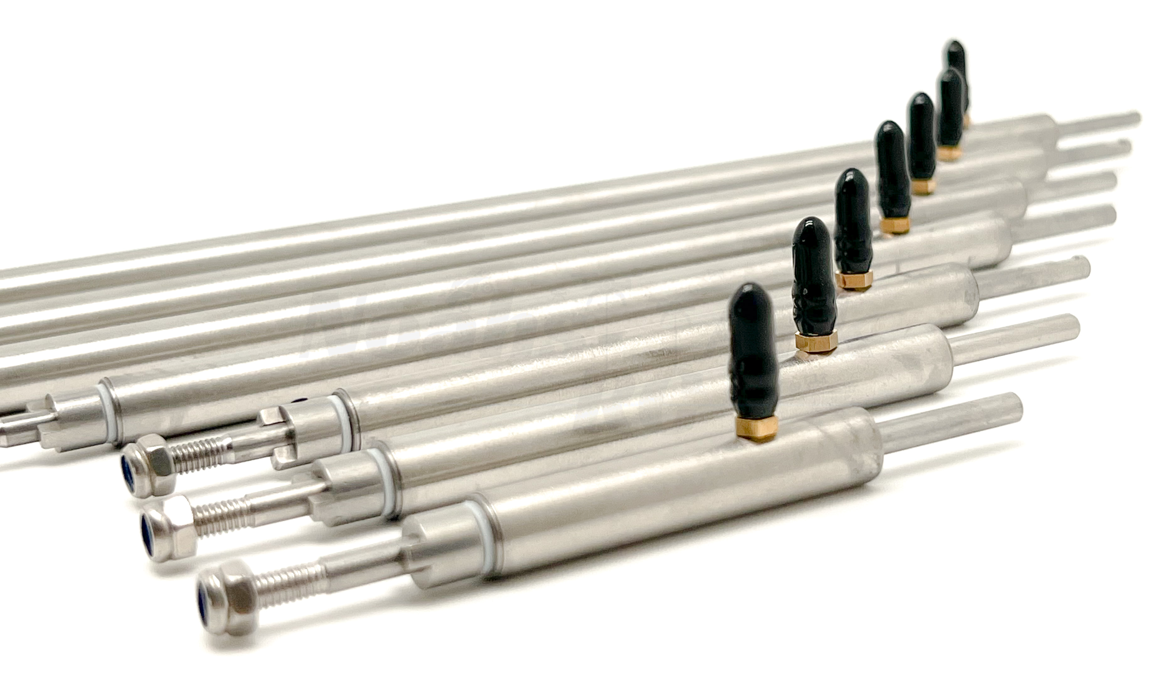 Solid Stainless 4mm Shaft w/Bearings & Nipple Solid Stainless 4mm Shaft w/Bearings & Nipple