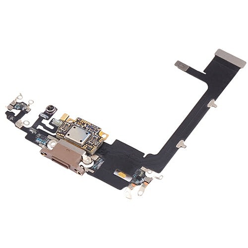 iPhone 11 Pro - Replacement Charging Port Flex Cable - Thermal Sensor IC - Microphone - (No Board) - Gold