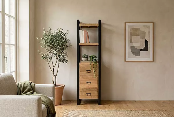 Ember Bookshelf 55 3-Drawer Almond