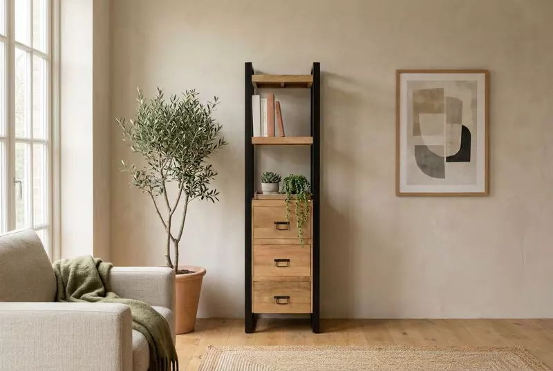 Ember Bookshelf 55 3-Drawer Almond