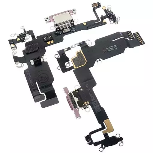 Genuine iPhone 15 - Replacement Charging Port Flex Cable With Microphone - Original - Reclaimed - Pink