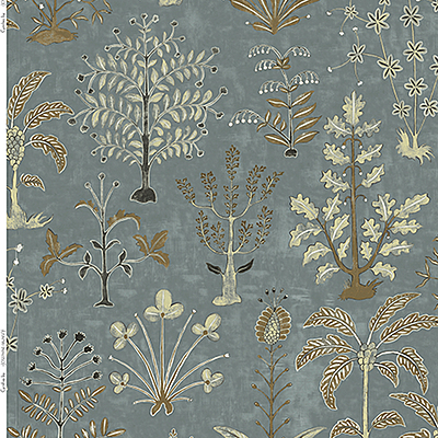 Cynthia Fabric - Mid Blue and Olive Cynthia Fabric - Mid Blue and Olive