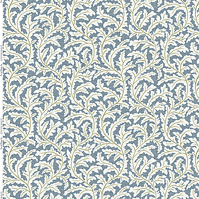 Frond Ogee Fabric - Blue and Olive Frond Ogee Fabric - Blue and Olive