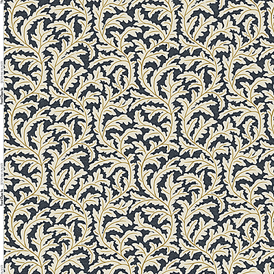 Frond Ogee Fabric - Navy and Ochre Frond Ogee Fabric - Navy and Ochre