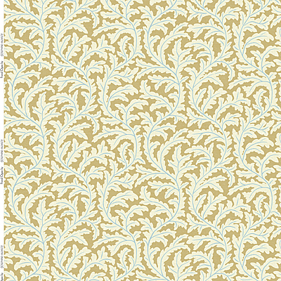 Frond Ogee Heavy Linen Fabric - Mustard and Blue Frond Ogee Heavy Linen Fabric - Mustard and Blue