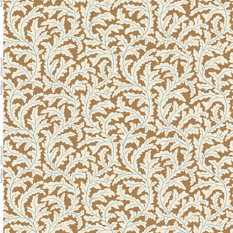 Frond Ogee Heavy Linen Fabric - Bright Orange and Blue Frond Ogee Heavy Linen Fabric - Bright Orange and Blue