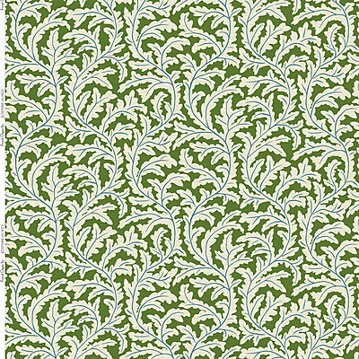 Frond Ogee Heavy Linen Fabric - Green and Blue Frond Ogee Heavy Linen Fabric - Green and Blue