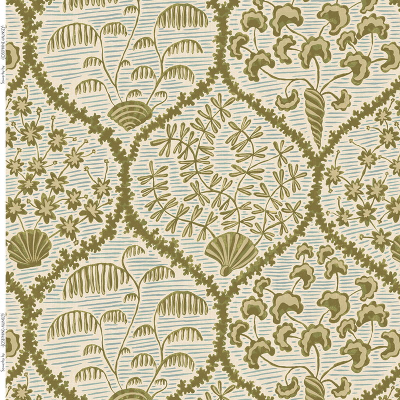 Sowerby Heavy Linen Fabric - Olive and Brown Sowerby Heavy Linen Fabric - Olive and Brown