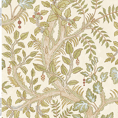 Hedgerow Heavy Linen Fabric - Cream and Olive Hedgerow Heavy Linen Fabric - Cream and Olive
