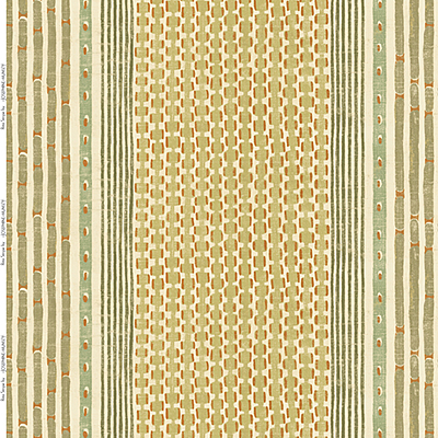 Rita Stripe Heavy Linen Fabric - Green and Orange Rita Stripe Heavy Linen Fabric - Green and Orange