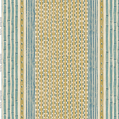 Rita Stripe Heavy Linen Fabric - Yellow and Blue Rita Stripe Heavy Linen Fabric - Yellow and Blue