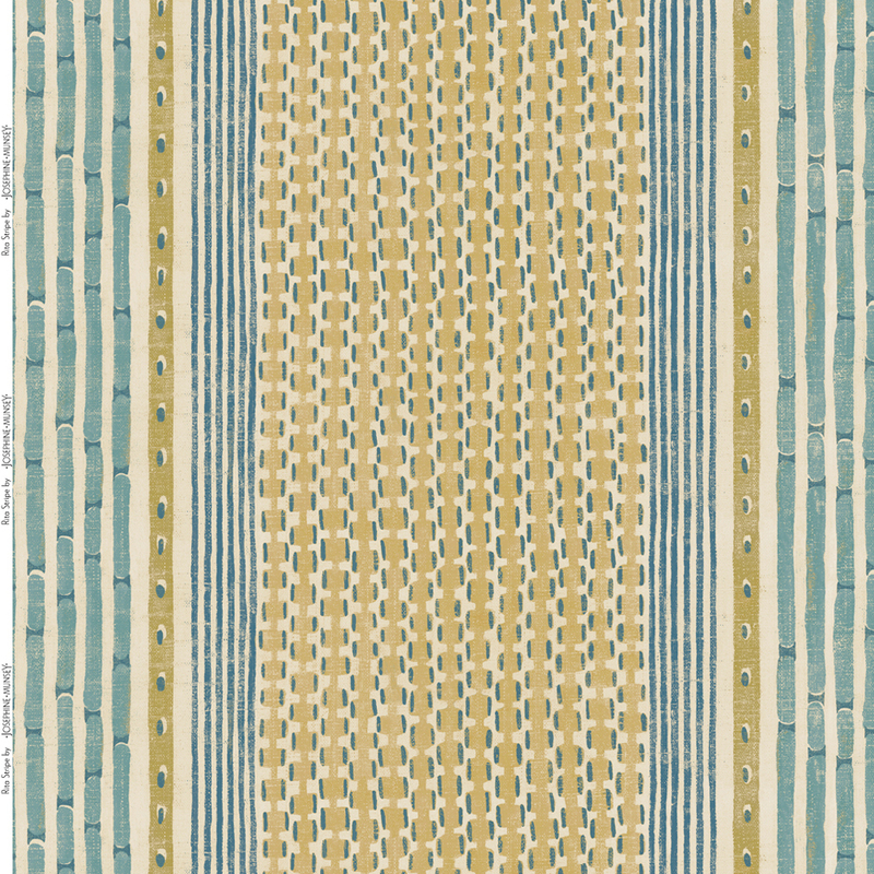 Rita Stripe Heavy Linen Fabric - Yellow and Blue Rita Stripe Heavy Linen Fabric - Yellow and Blue