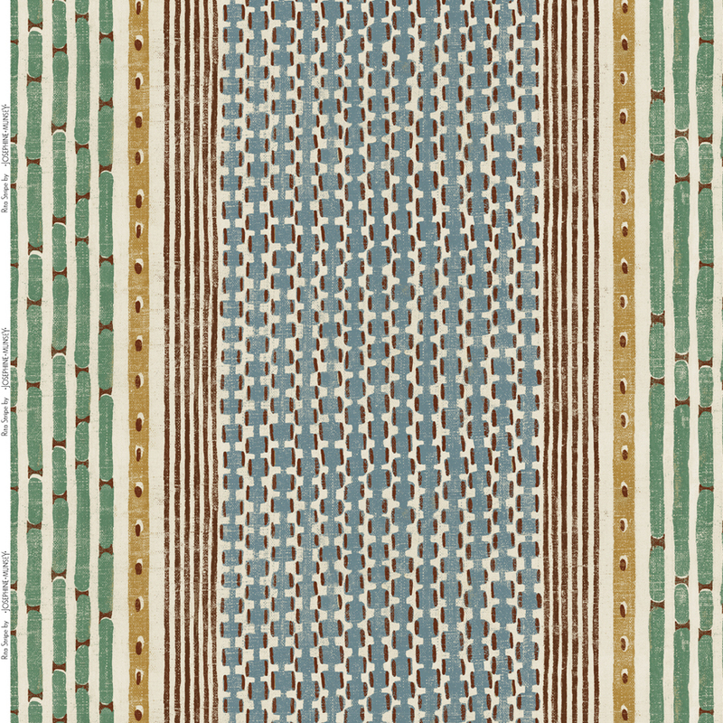 Rita Stripe Heavy Linen Fabric - Brown and Blue Rita Stripe Heavy Linen Fabric - Brown and Blue