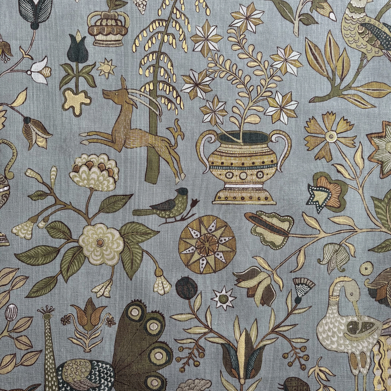 Fable Garden - Mid Blue - Heavy Linen