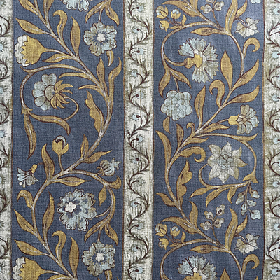 Potter Stripe - Blue and Olive - Heavy Linen