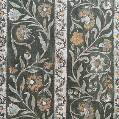 Potter Stripe - Green and Orange - Heavy Linen