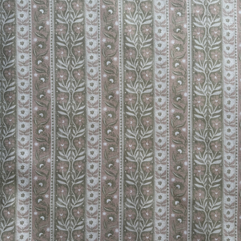 Arber Stripe - Pink and Olive - Heavy Linen