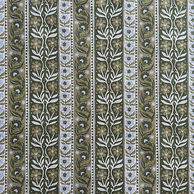 Arber Stripe - Green and Blue - Heavy Linen