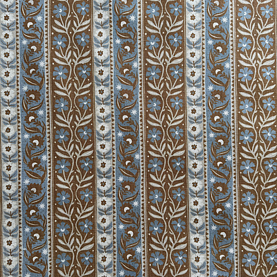 Arber Stripe - Blue and Brown - Heavy Linen