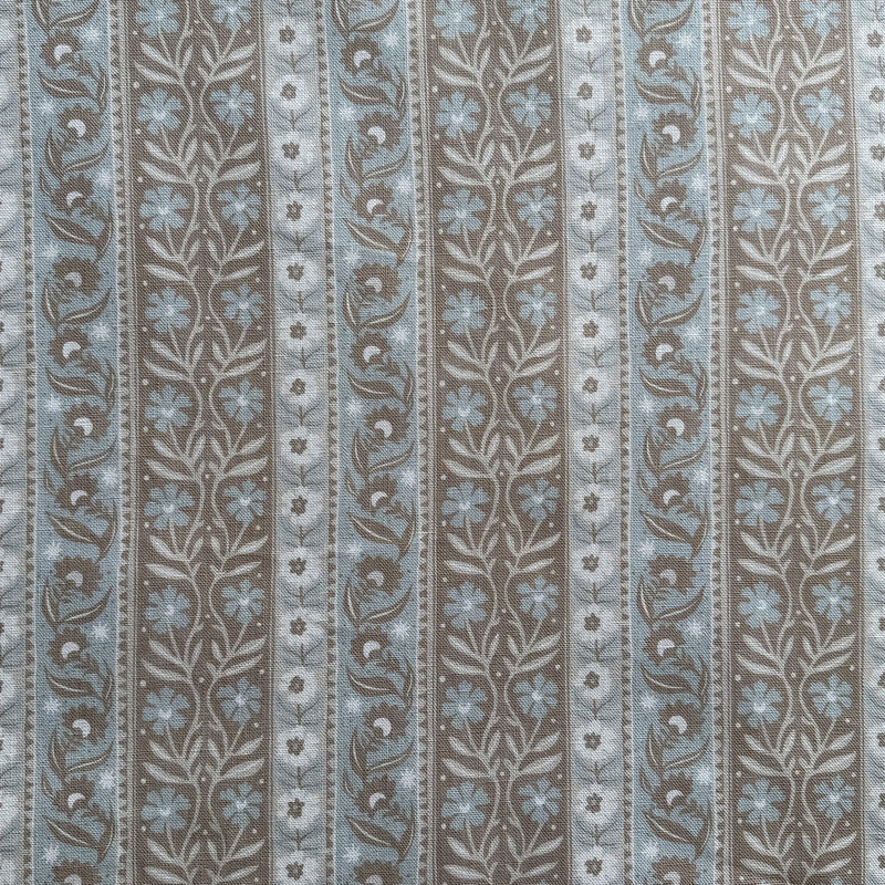 Arber Stripe - Stone and Aqua - Heavy Linen