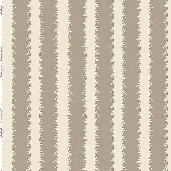 Scallop Stripe Heavy Linen Fabric - Mushroom