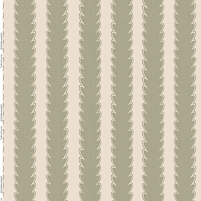 Scallop Stripe Heavy Linen Fabric - Sage Scallop Stripe Heavy Linen Fabric - Sage