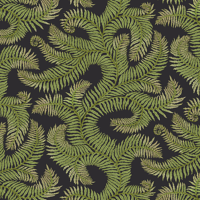 Bombes Fernery - Dark Grey and Green - Wallpaper