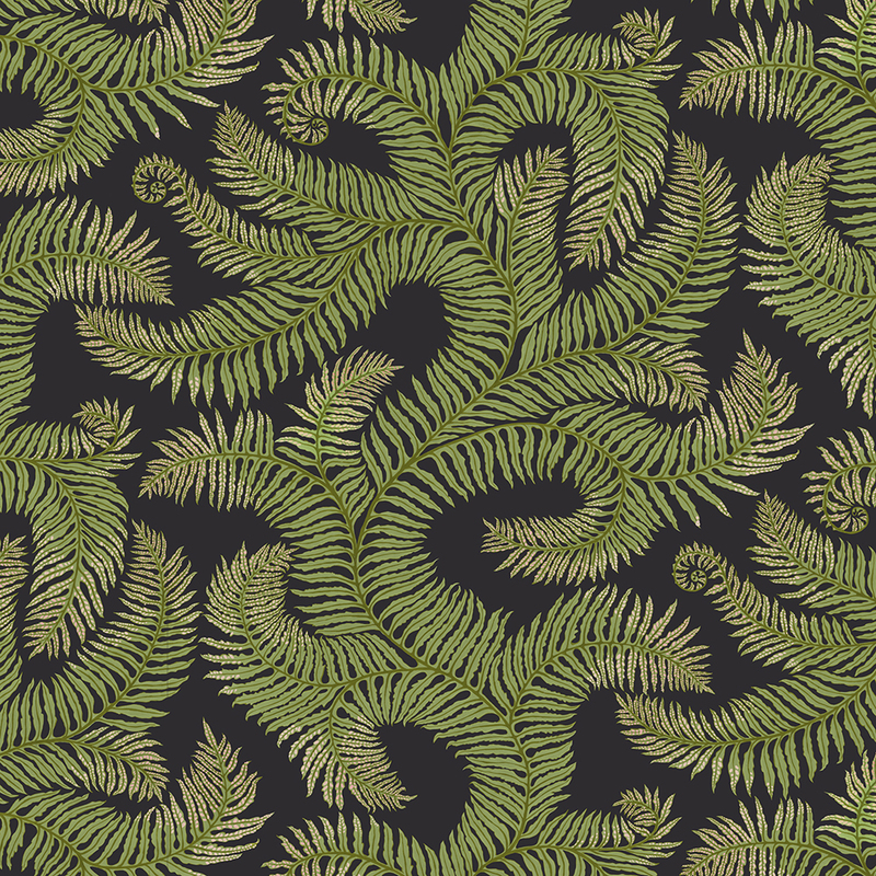 Bombes Fernery - Dark Grey and Green - Wallpaper