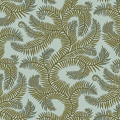 Bombe's Fernery - Olive and Celadon - Wallpaper Bombe's Fernery - Olive and Celadon - Wallpaper