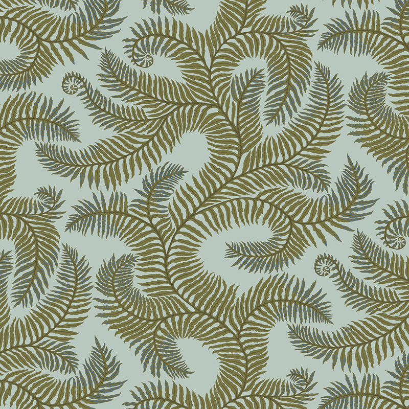 Bombe's Fernery - Olive and Celadon - Wallpaper Bombe's Fernery - Olive and Celadon - Wallpaper