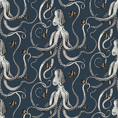 Octopoda - Deep Sea Blue - Wallpaper Octopoda - Deep Sea Blue - Wallpaper