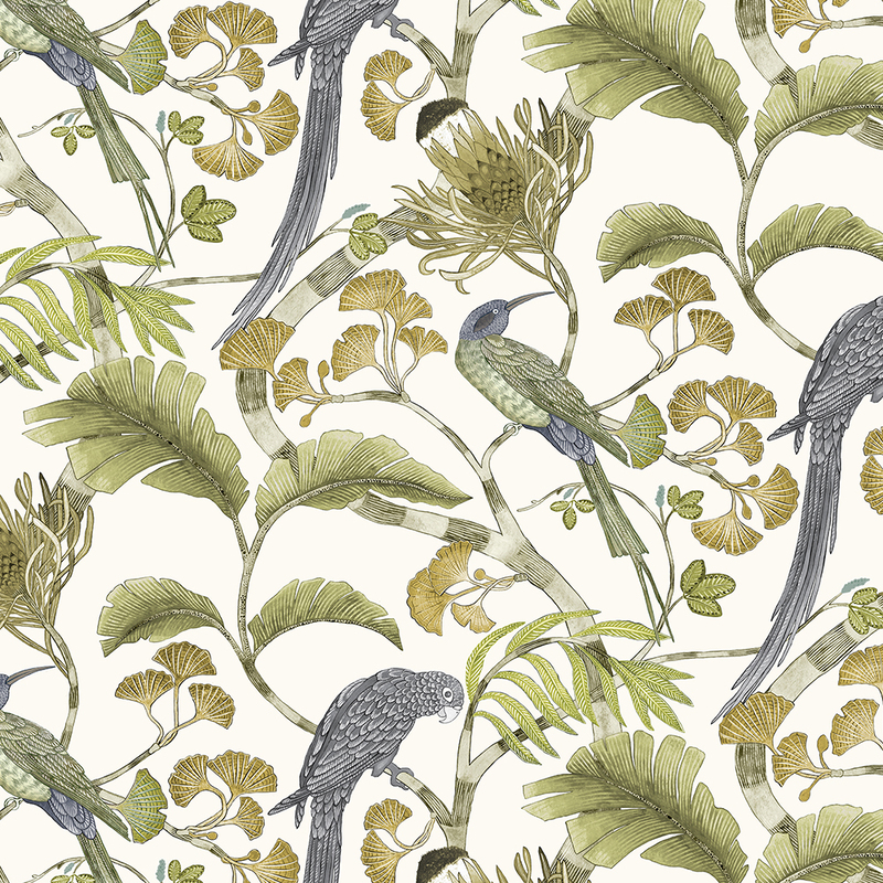 Living Branches Wallpaper - Hilles White and Greens Living Branches Wallpaper - Hilles White and Greens