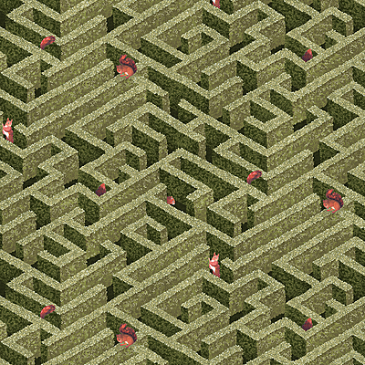 Labyrinth with Squirrels Wallpaper - Olive Labyrinth with Squirrels Wallpaper - Olive
