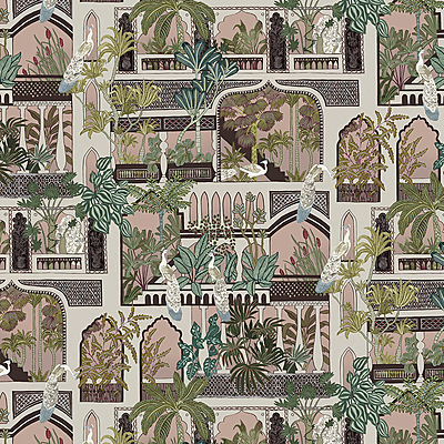 Peacock Arches Wallpaper - Blush Pink