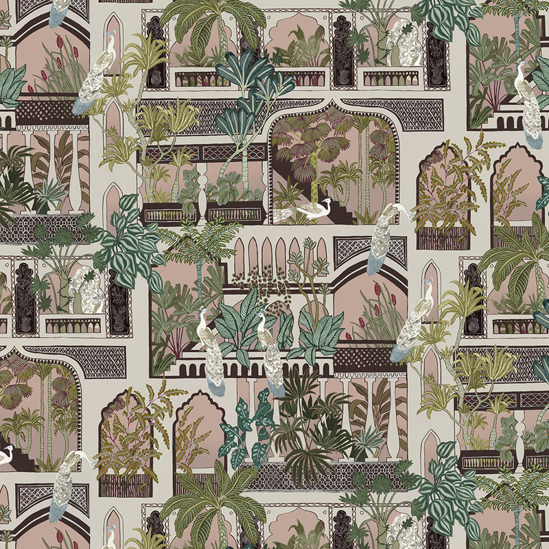 Peacock Arches Wallpaper - Blush Pink