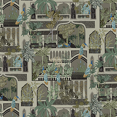 Peacock Arches Wallpaper - Mushroom Grey Peacock Arches Wallpaper - Mushroom Grey